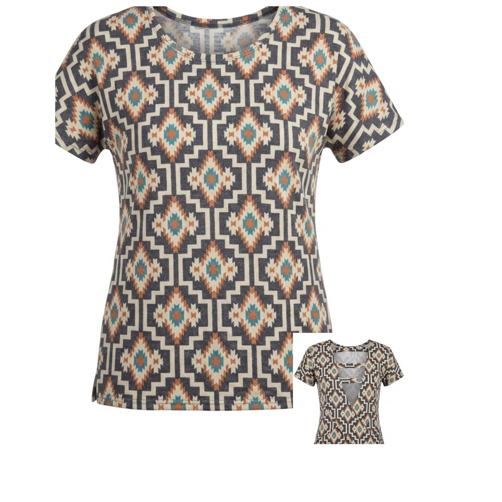 Crazy Train Aztec Geometric Open Back Ladder Strap Top Small Womens Southwestern